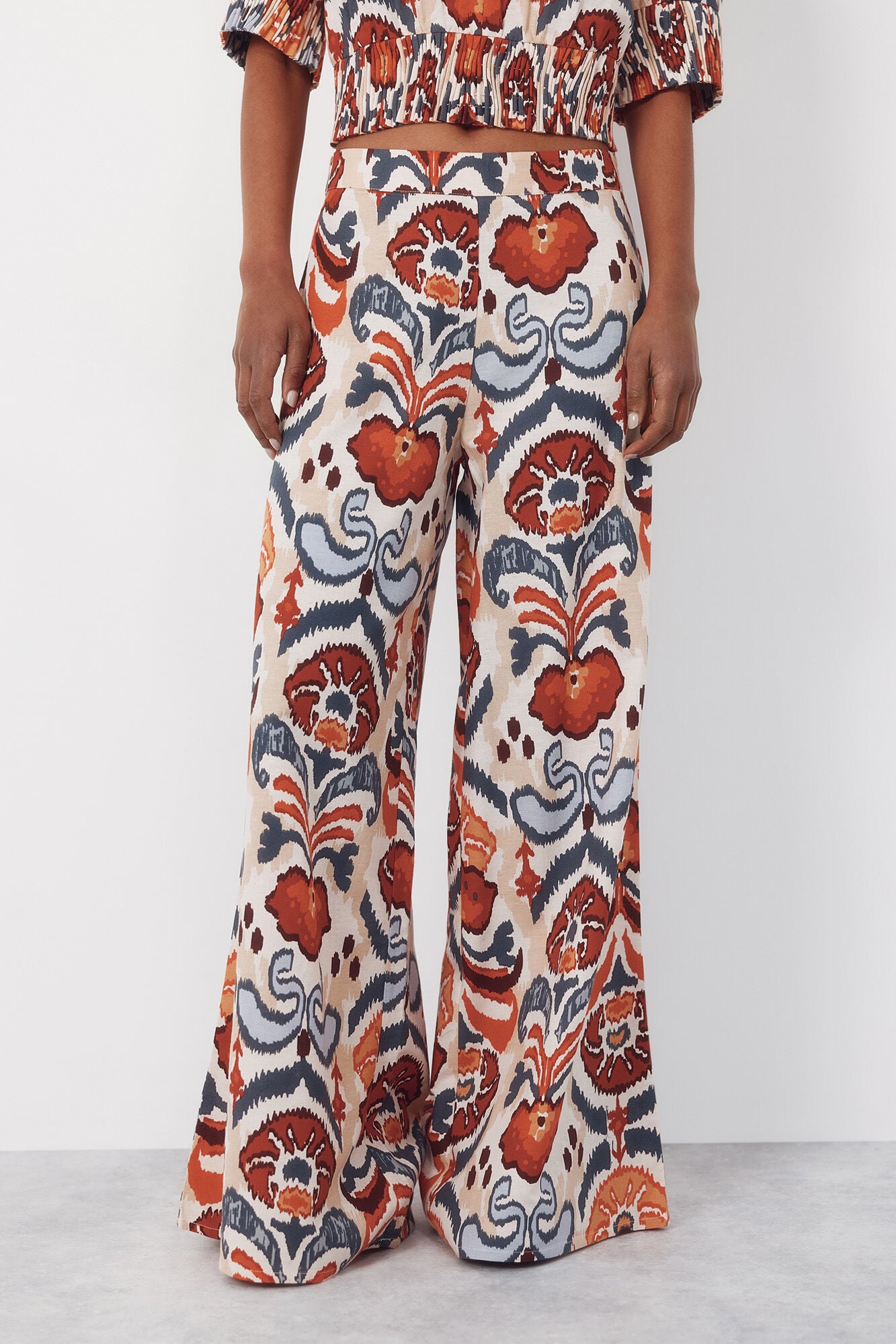 Cortefiel Printed wide-leg trousers