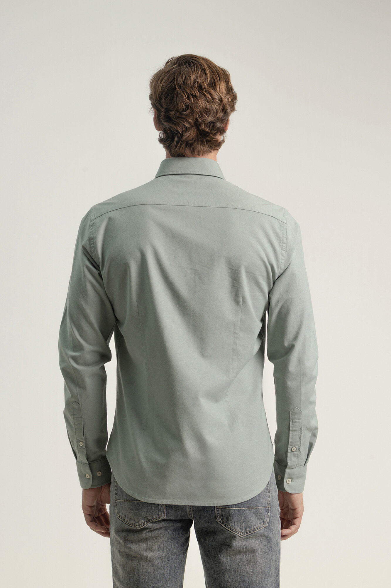 PuroEGO Camisa oxford de algod&atilde;o slim fit Verde