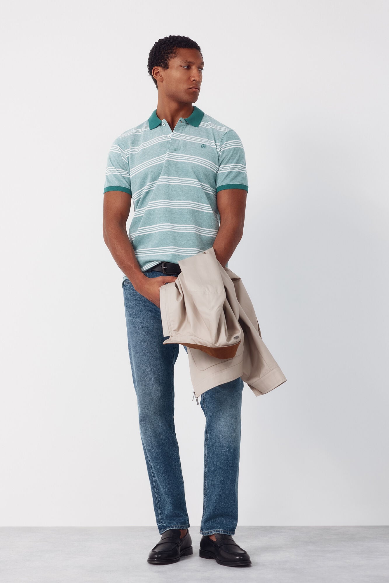 Cortefiel Striped oxford polo shirt