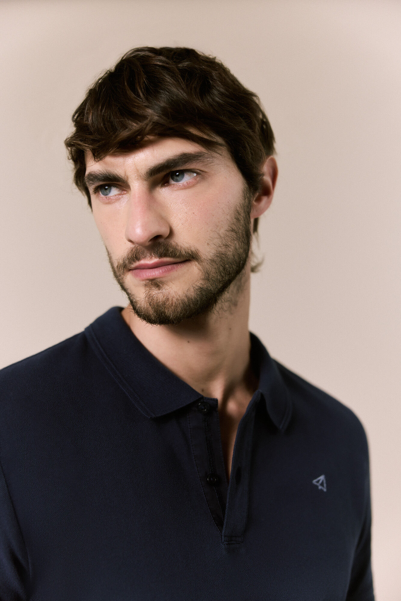 OOTO Polo b&aacute;sico em piqu&eacute; lavado Azul