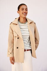 Cortefiel Short flared trench coat Beige