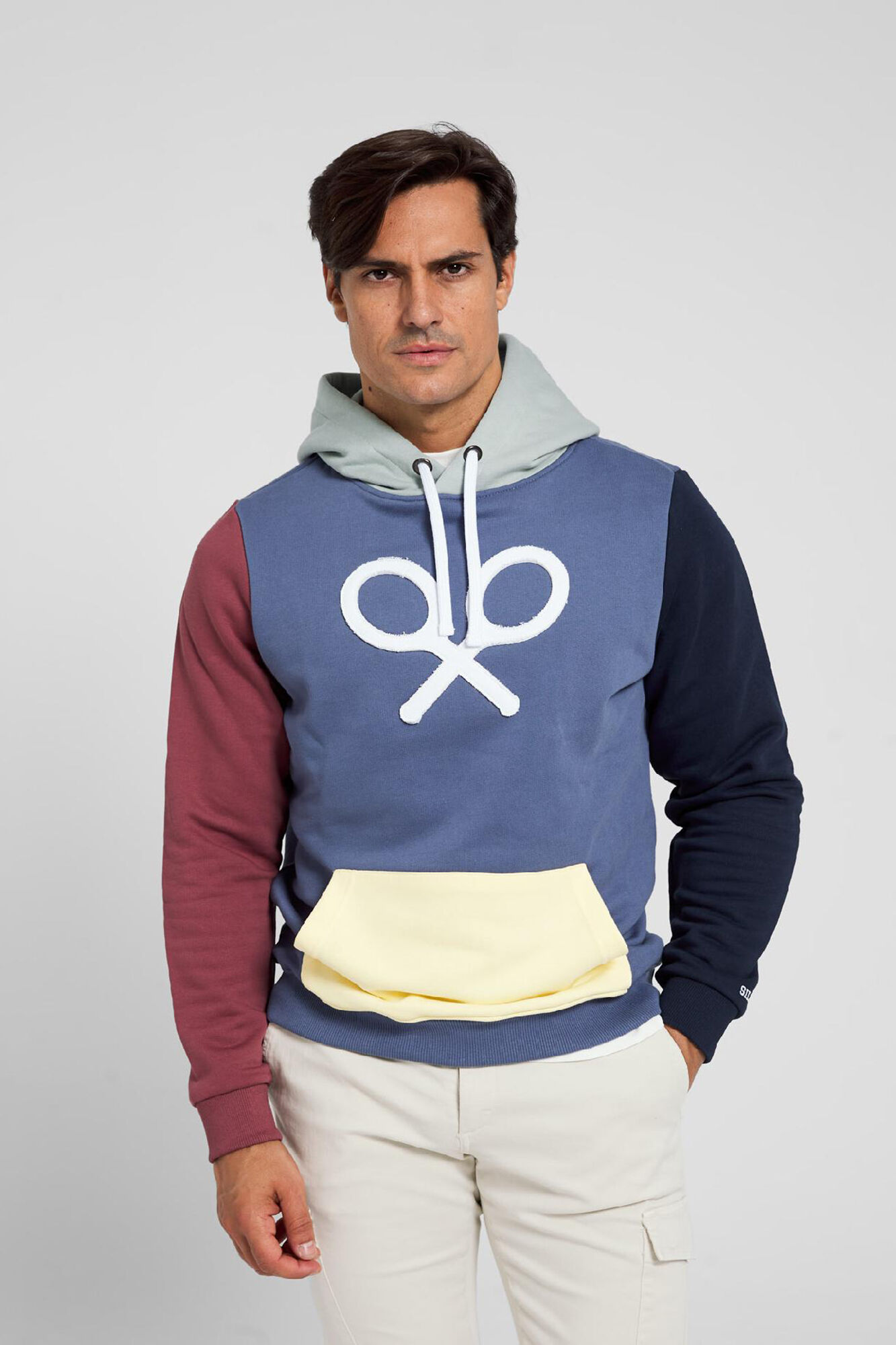 Silbon Blue and burgundy hoodie Blue