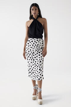 Cortefiel Midi skirt with polka dot print Beige