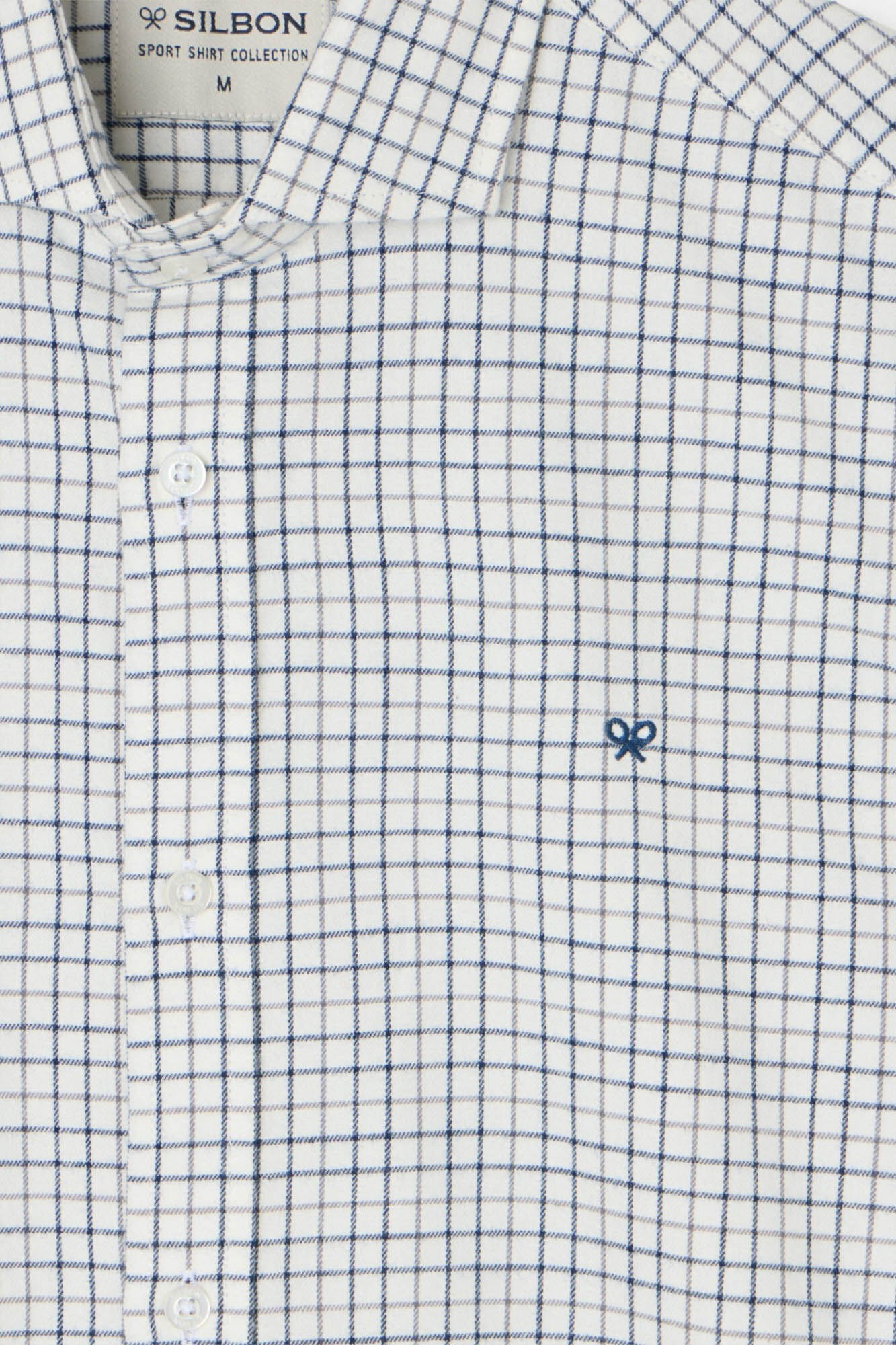 Silbon Camisa esportiva xadrez bicolor Branco