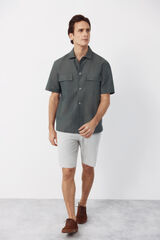 Cortefiel Bermuda oxford fabric Grey