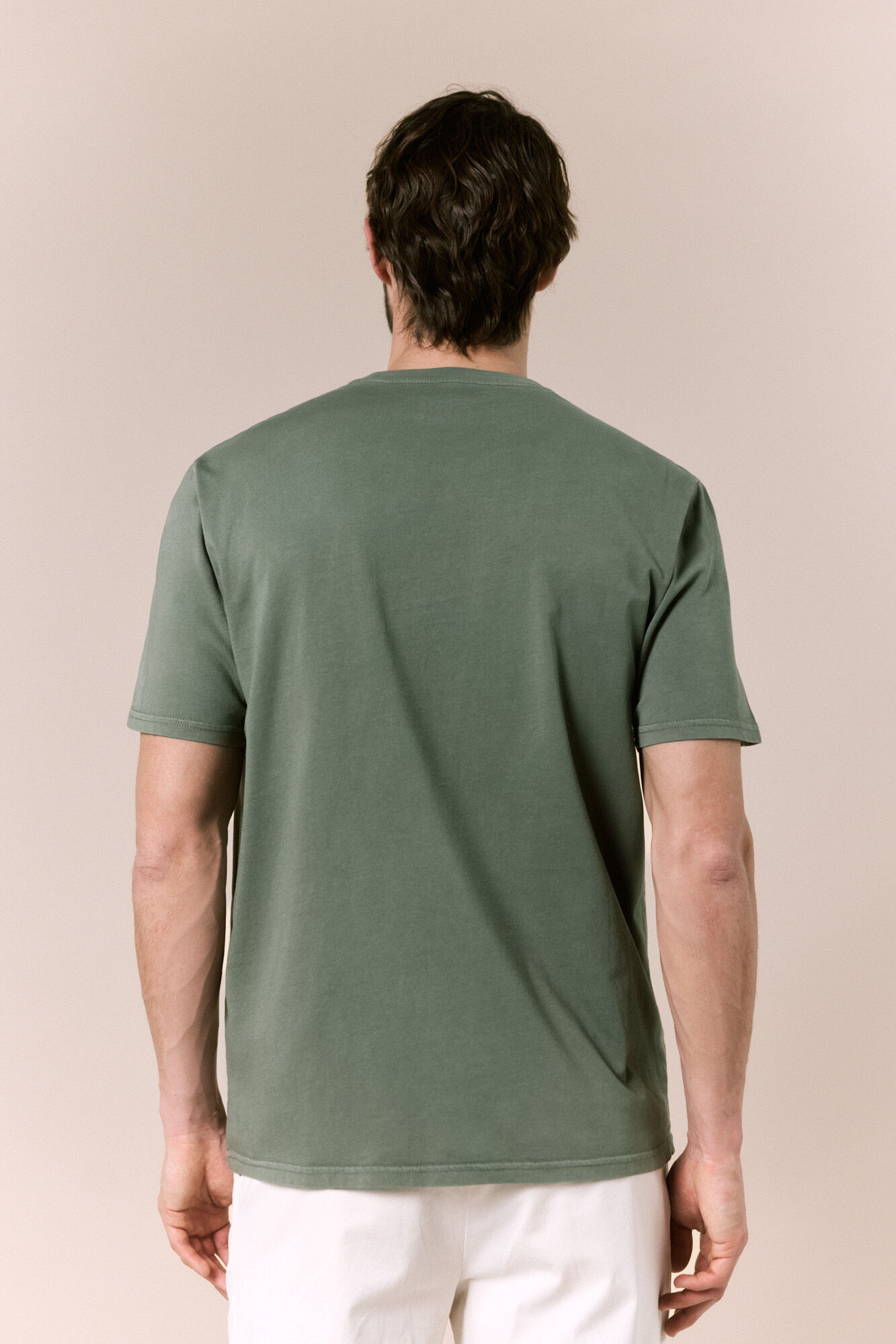 OOTO Camiseta b&aacute;sica lavada Kaki