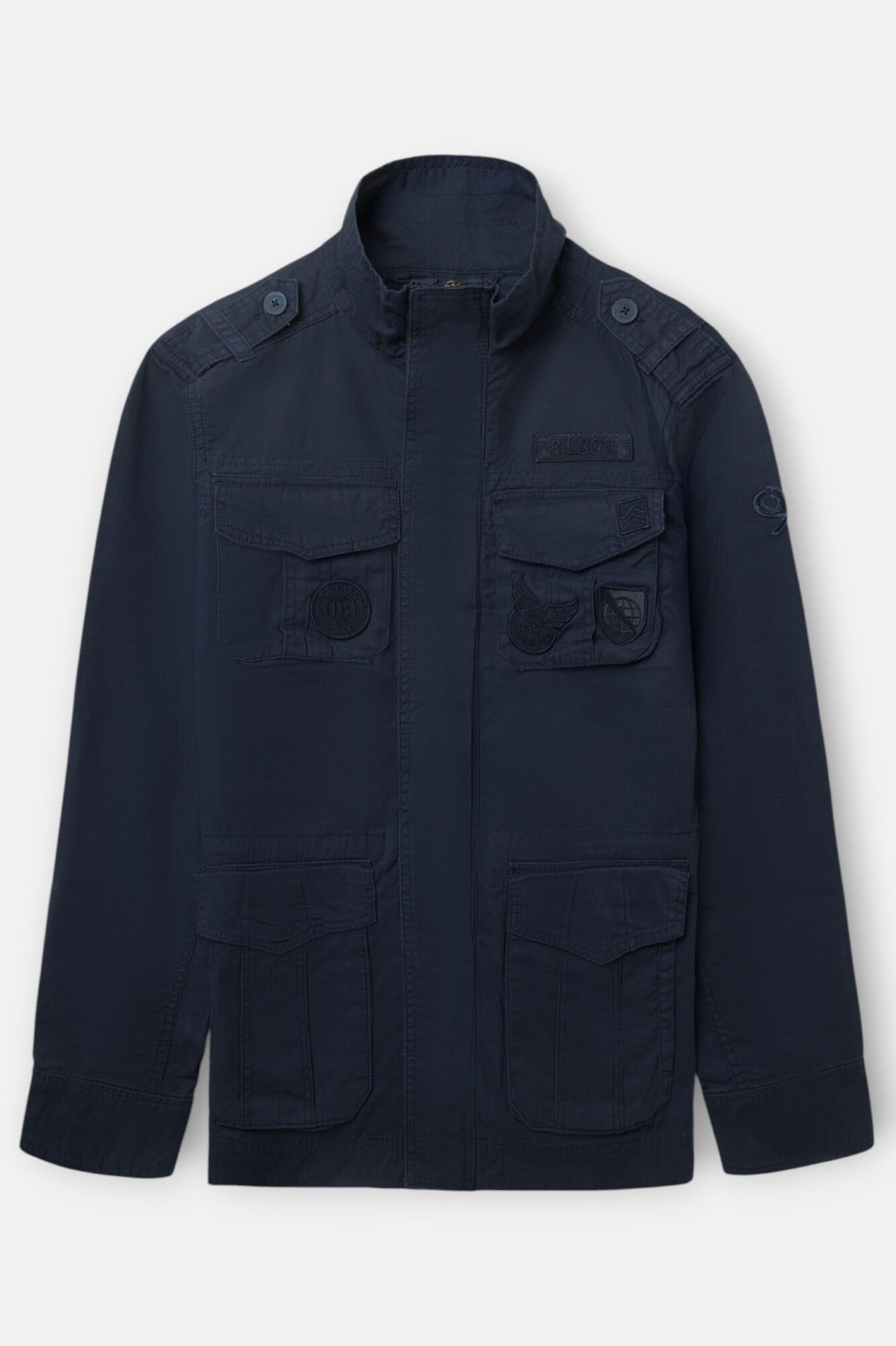 Silbon Casaco militar com manchas tingidas Azul
