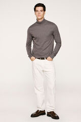 Selected Camisola de gola de algodão orgânico  Cinzento