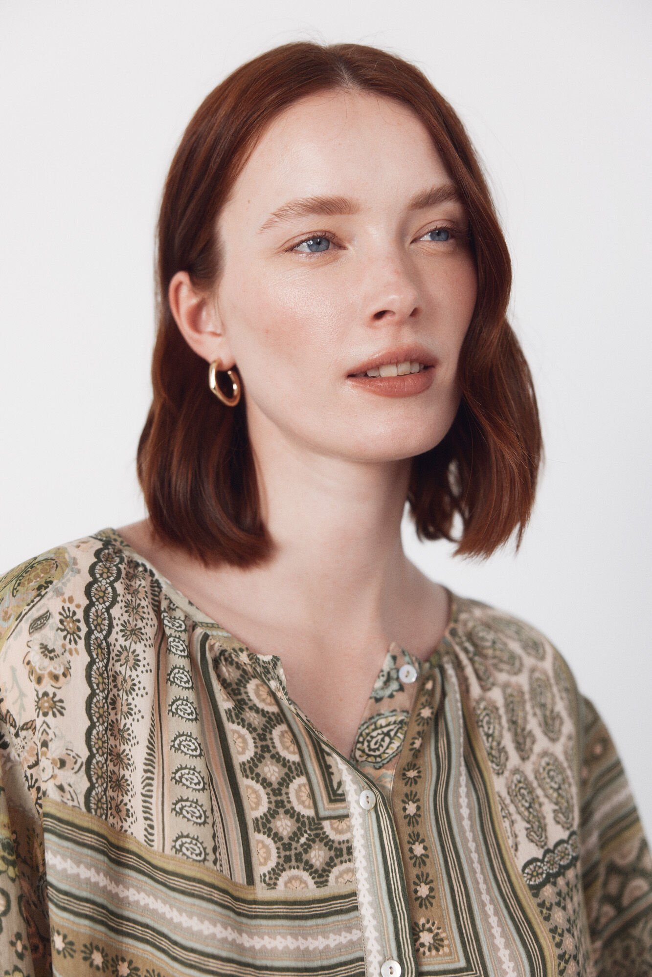 Cortefiel Printed blouse Kaki