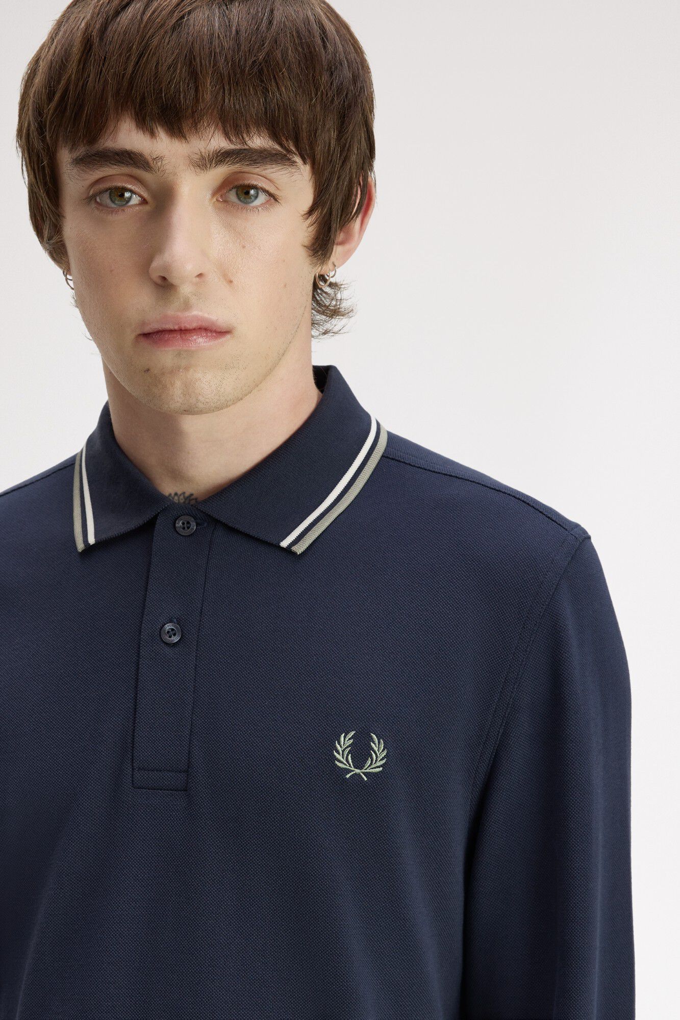Fred Perry Polo piqu&eacute; manga comprida Azul