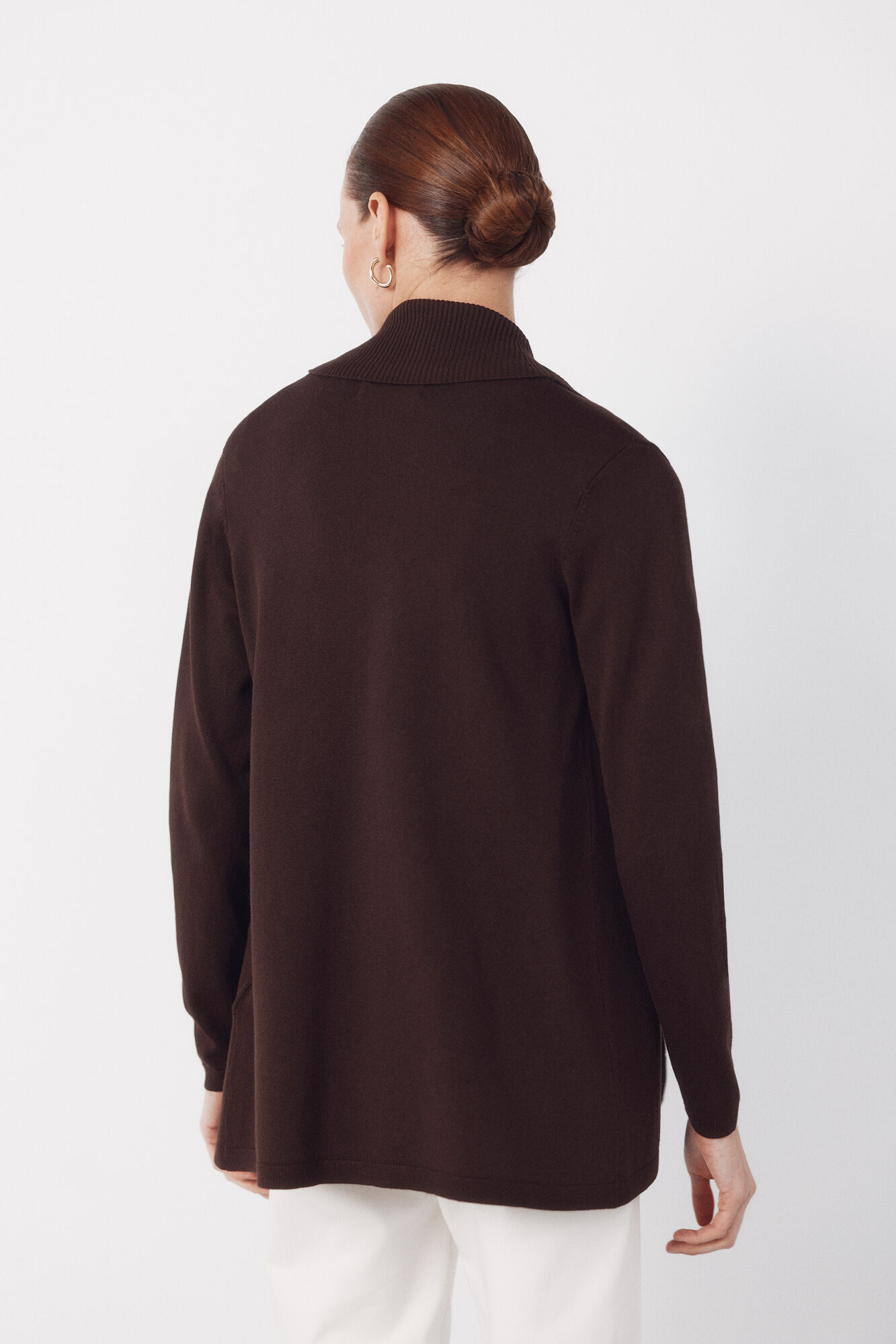 Cortefiel Cardigan with shawl neckline Dark brown