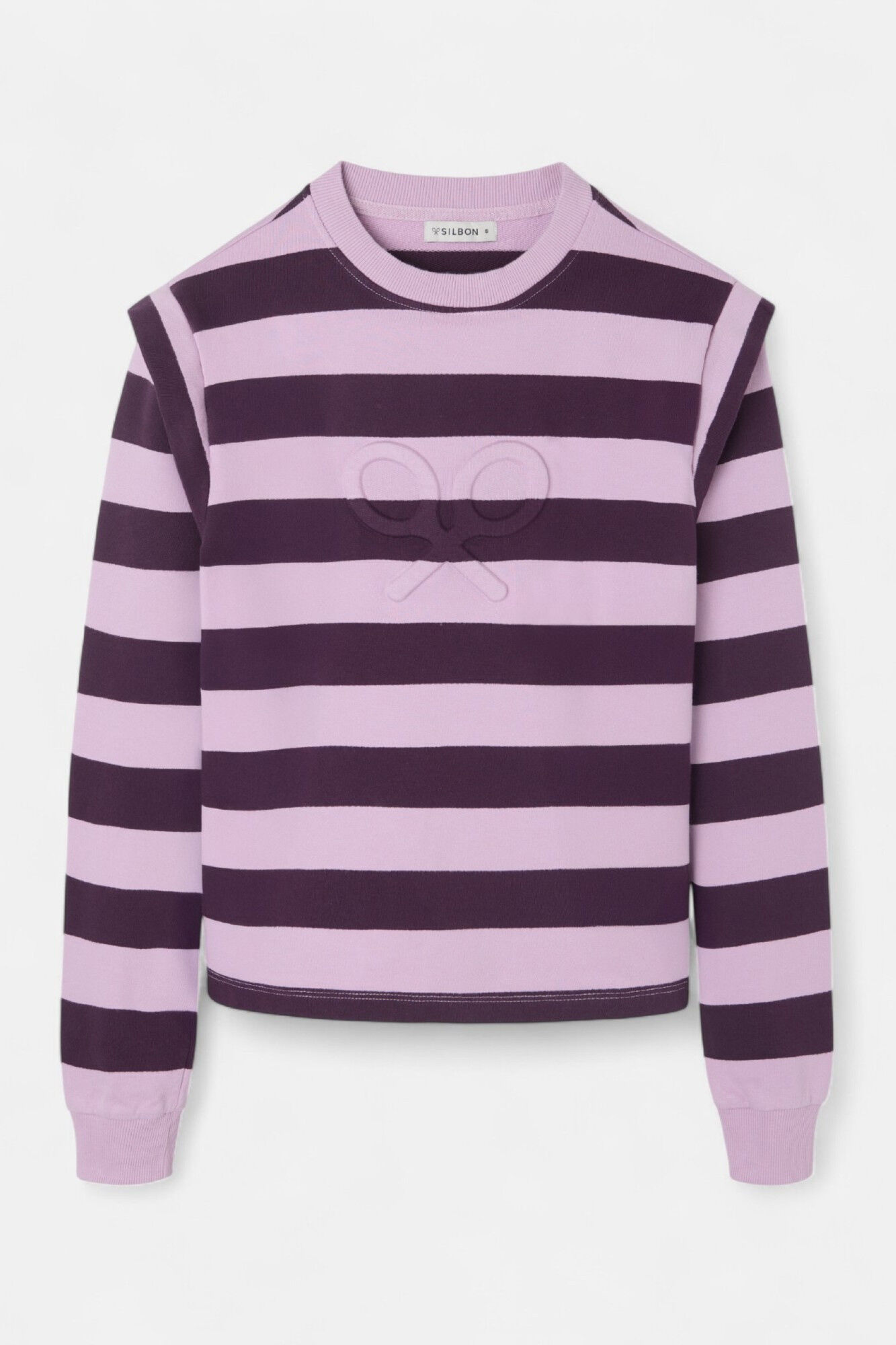 Silbon Sweatshirt feminino com ombreiras riscas Multicolorido