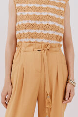 Cortefiel Pleated trousers with belt Nude