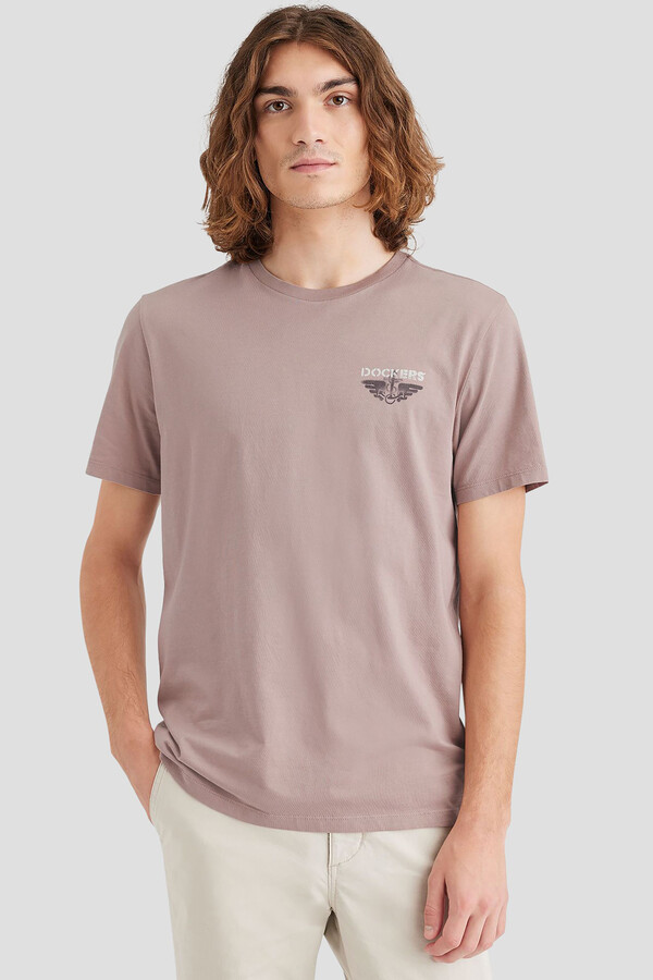 Cortefiel Slim fit logo T-shirt Pink