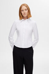 Cortefiel Camisa de manga larga Slim Fit confeccionada con algodón orgánico. Branco