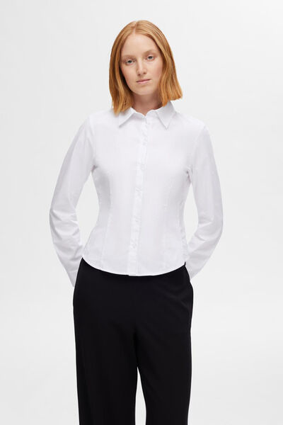 Cortefiel Camisa de manga larga Slim Fit confeccionada con algodón orgánico. Blanco