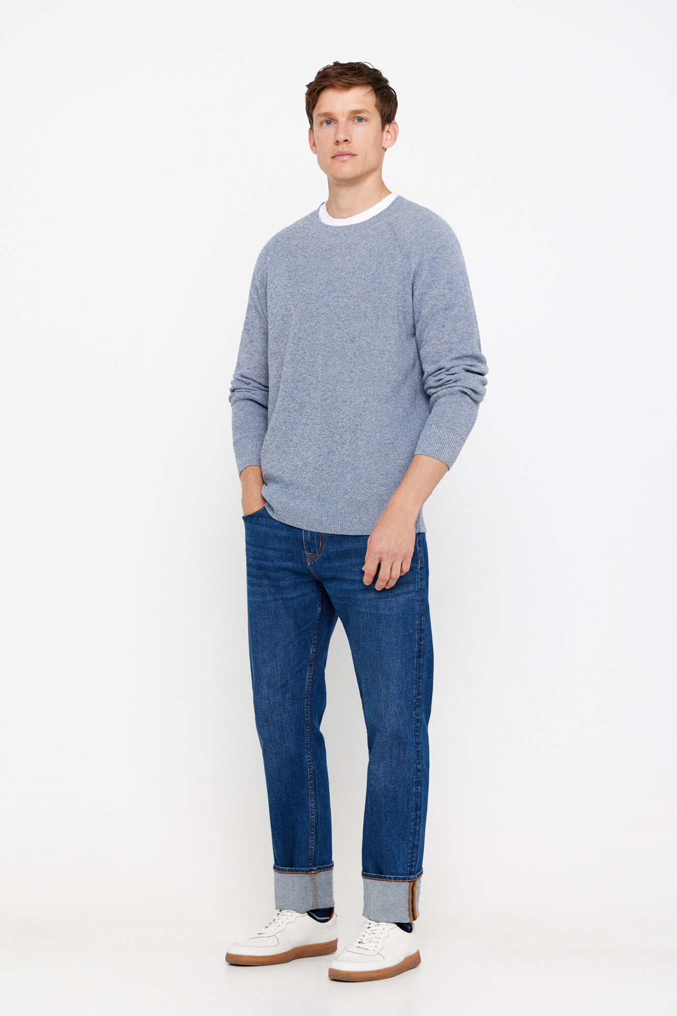 Cortefiel Crew neck cord jumper Blue