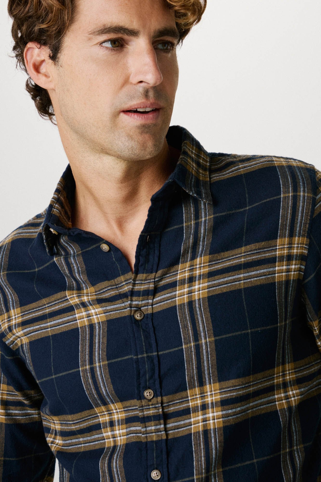 Selected Camisa de manga comprida com corte slim Azul