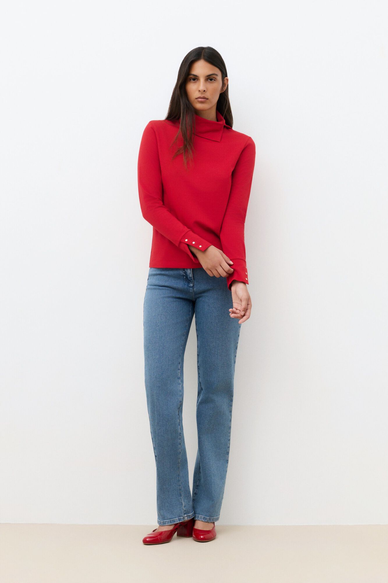 Caroll T-shirt gola alta cruzada Vermelho