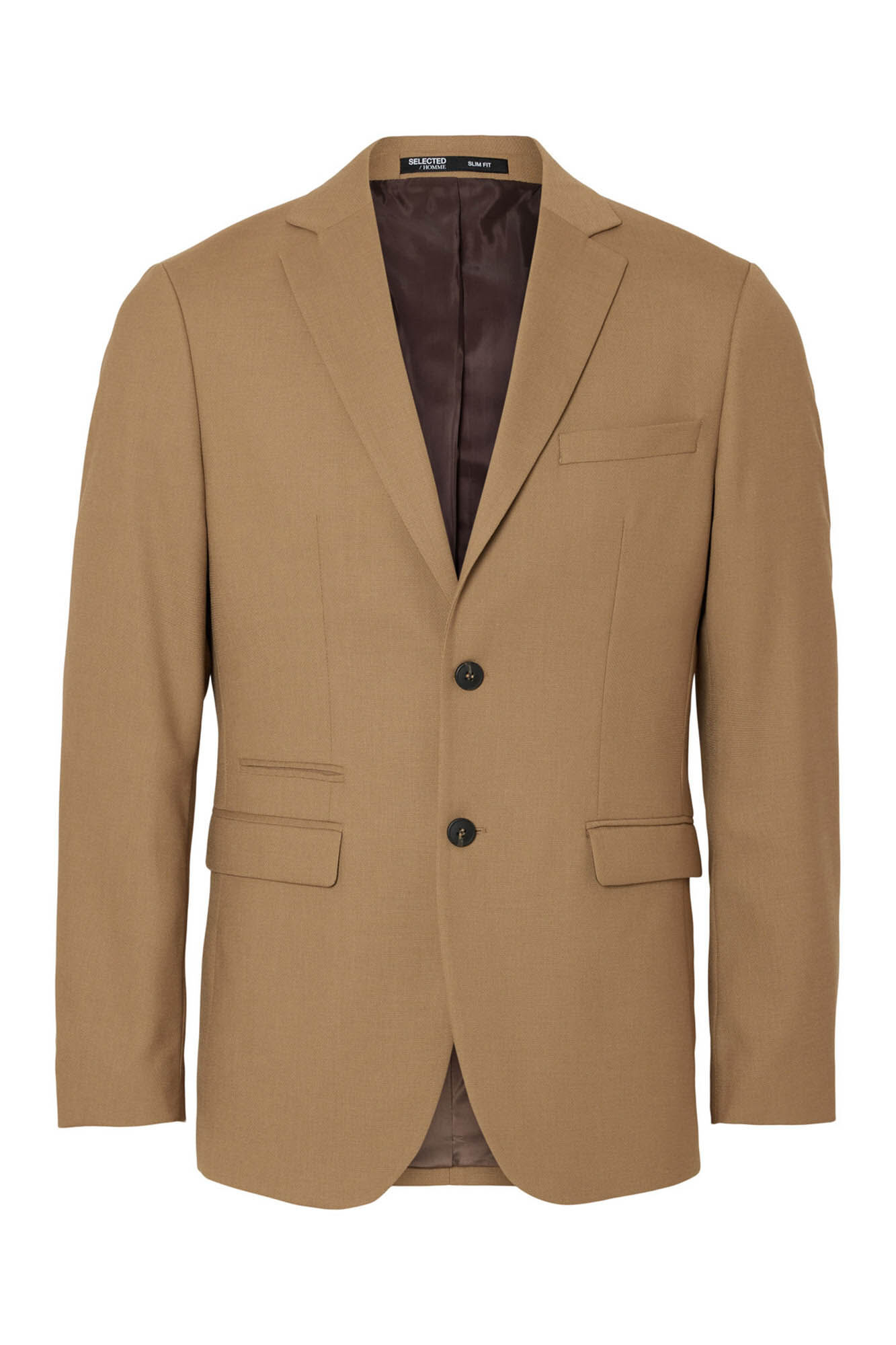 Selected Blazer Slim Fit com l&atilde; Castanho