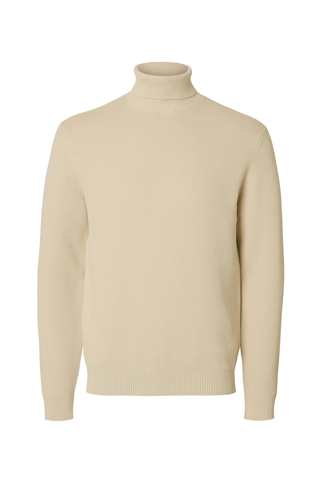 Selected Camisola de gola 100% algod&atilde;o org&acirc;nico Tostado