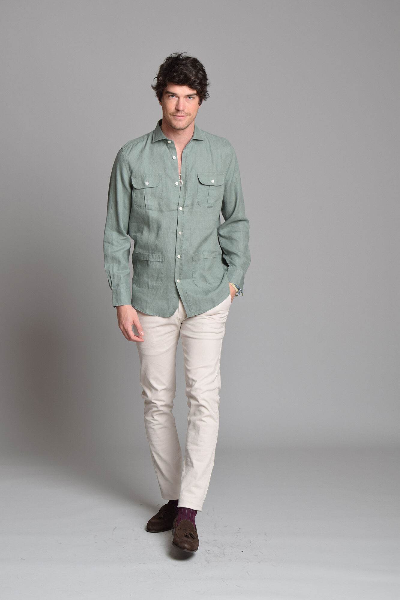 Cloking Regular fit casual guayabera Green