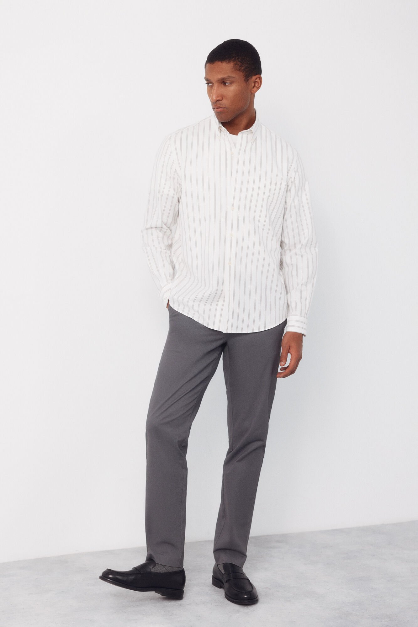 Cortefiel Oxford slub striped shirt