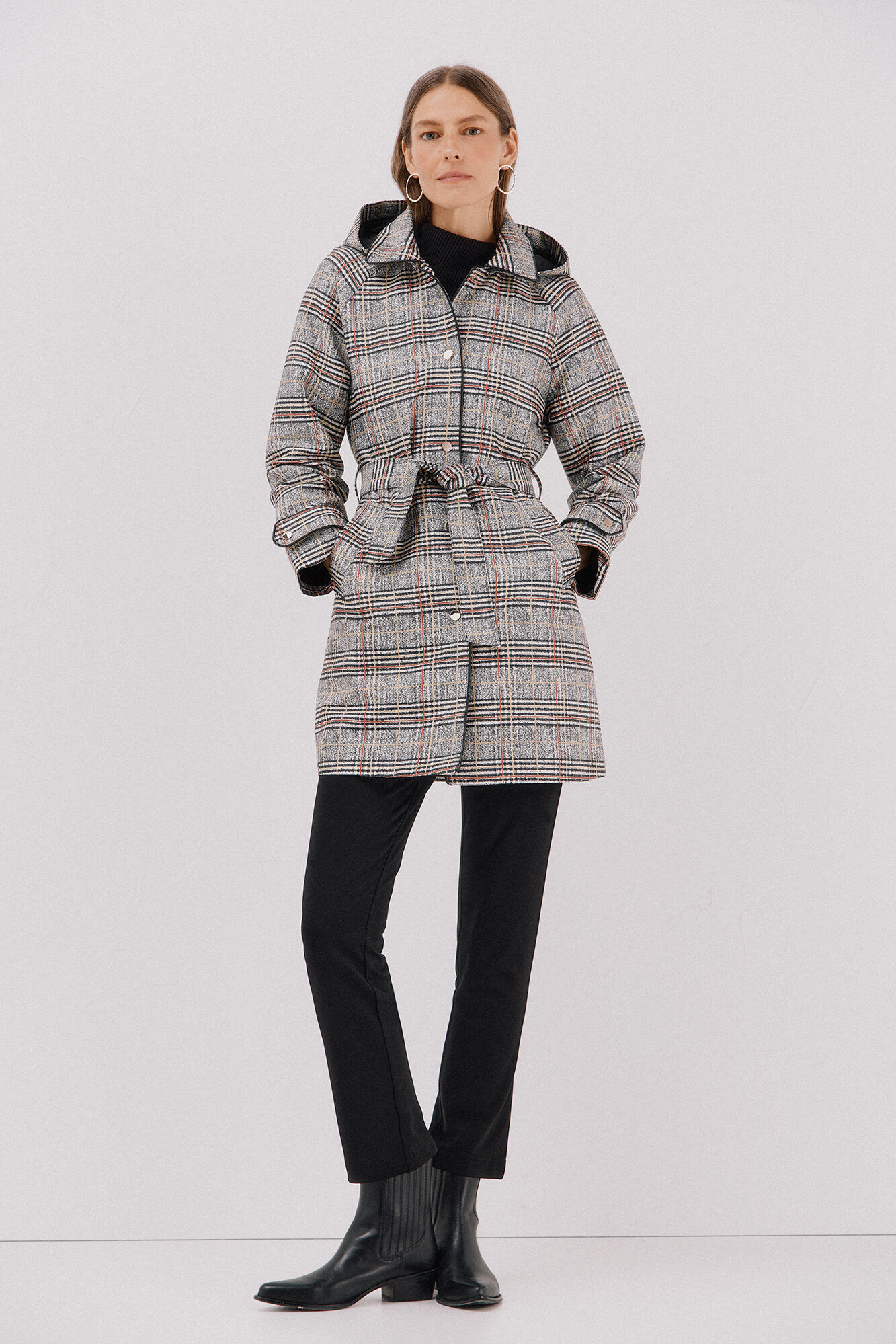 Cortefiel Satin trench coat with detachable hood Multicolour