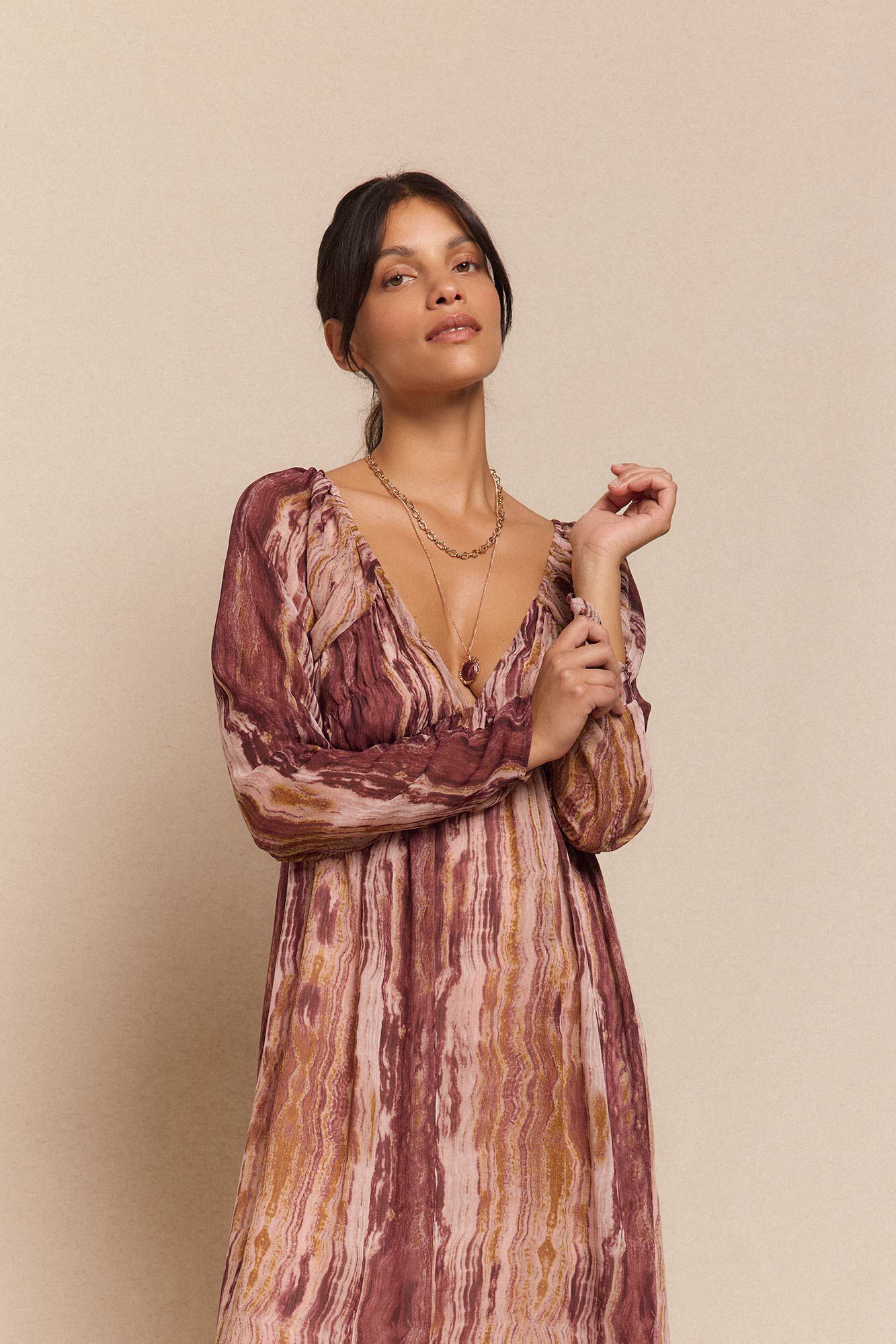 Slowlove Vestido estampado com franzidos Multicolorido