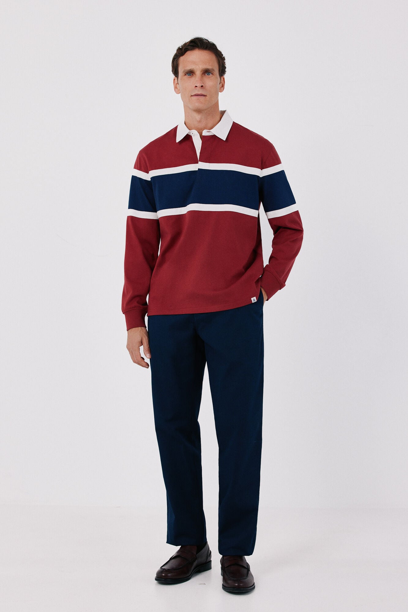 Cortefiel Colour block rugby polo shirt