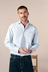 OOTO Camisa oxford lisa de manga comprida Azul