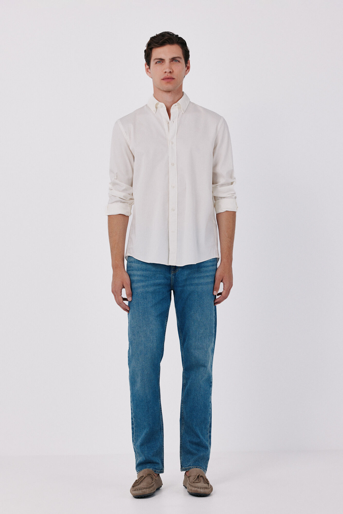 Cortefiel Camisa lisa em oxford leve