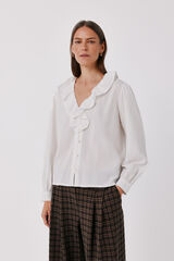 Cortefiel Ruffle blouse White