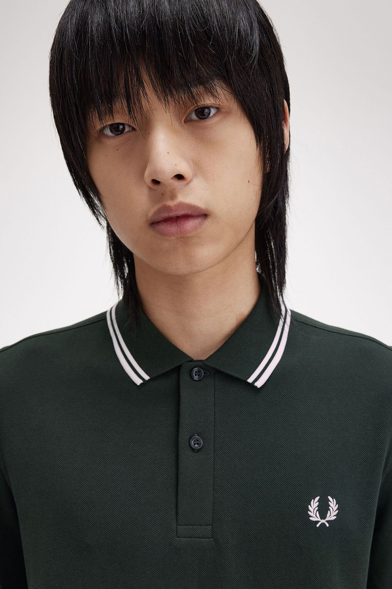 Fred Perry Polo piqu&eacute; de manga comprida masculina