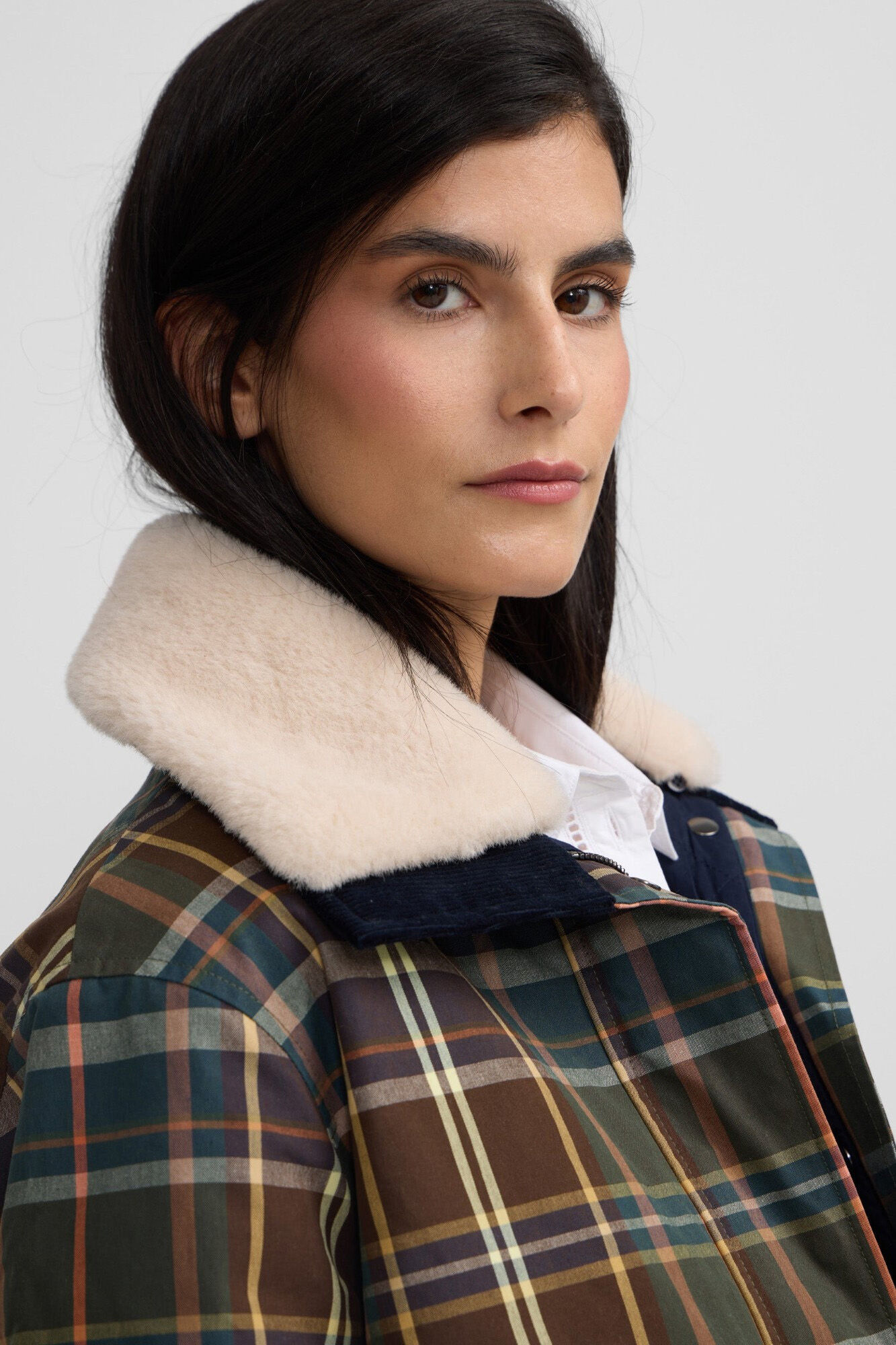 Silbon Blus&atilde;o de borrego xadrez encerada