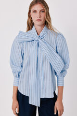 Cortefiel Blusa de riscas com la&ccedil;ada Azul
