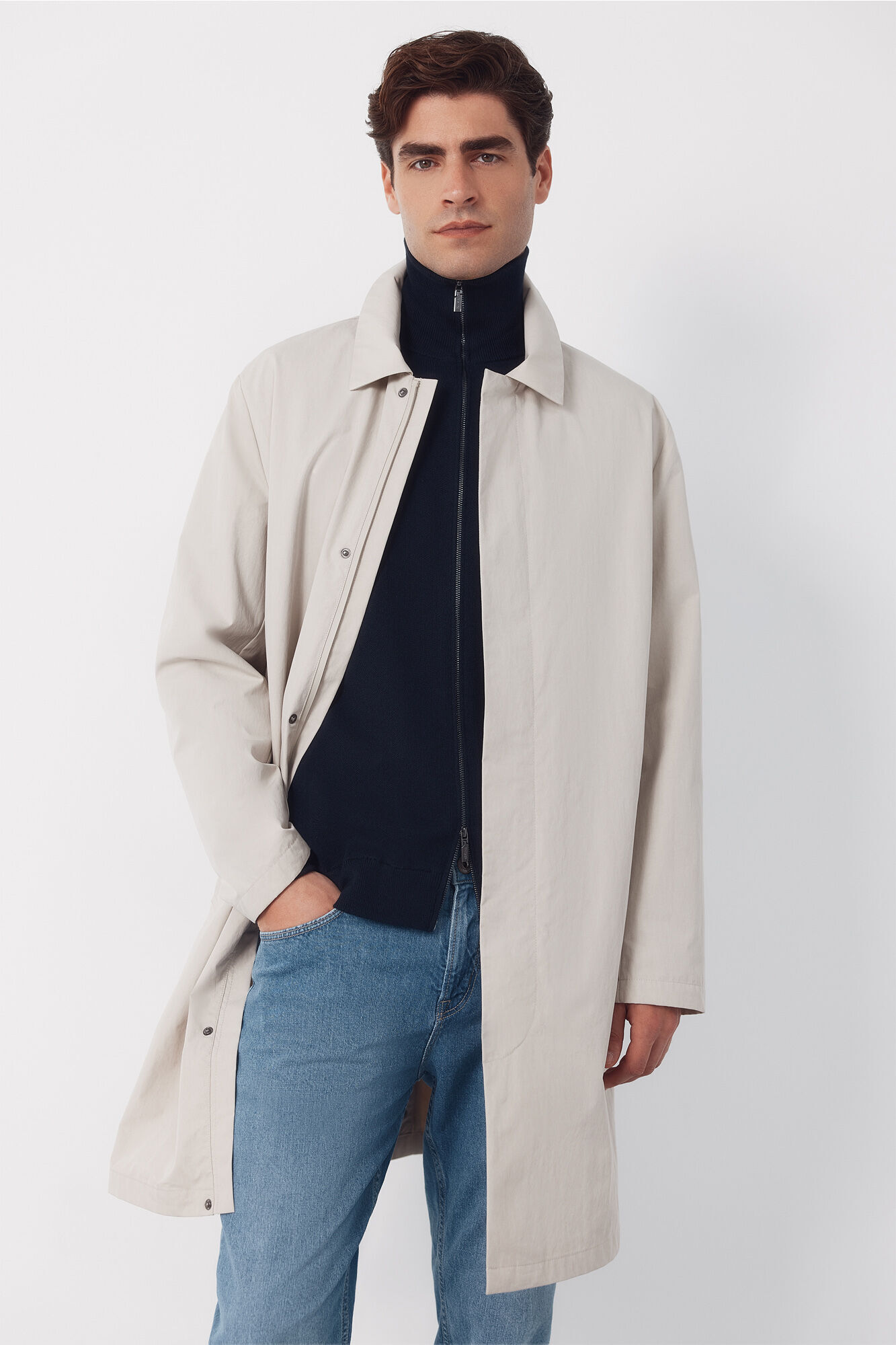 Cortefiel Technical trench coat Beige