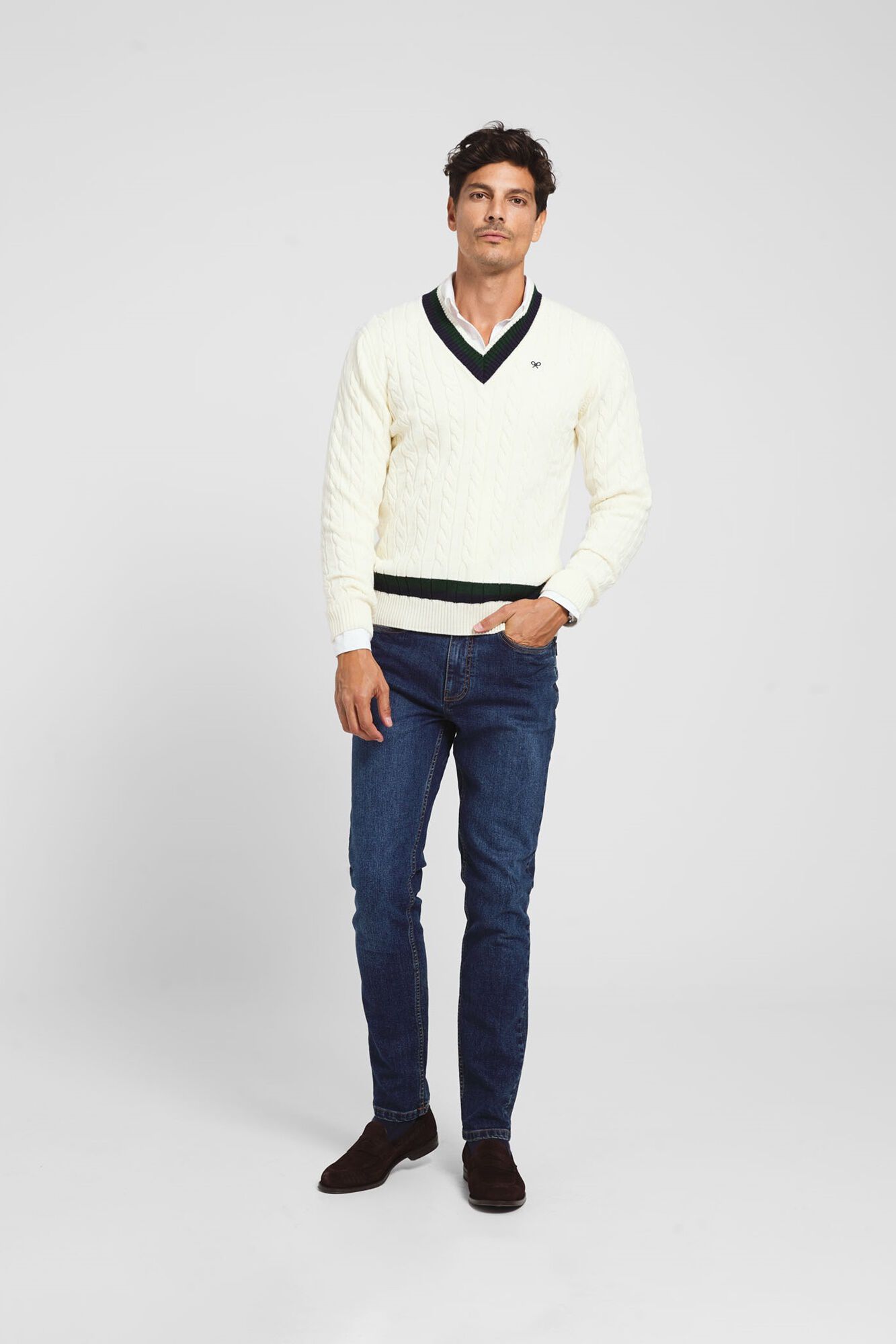 Silbon Cream varsity jumper Yellow