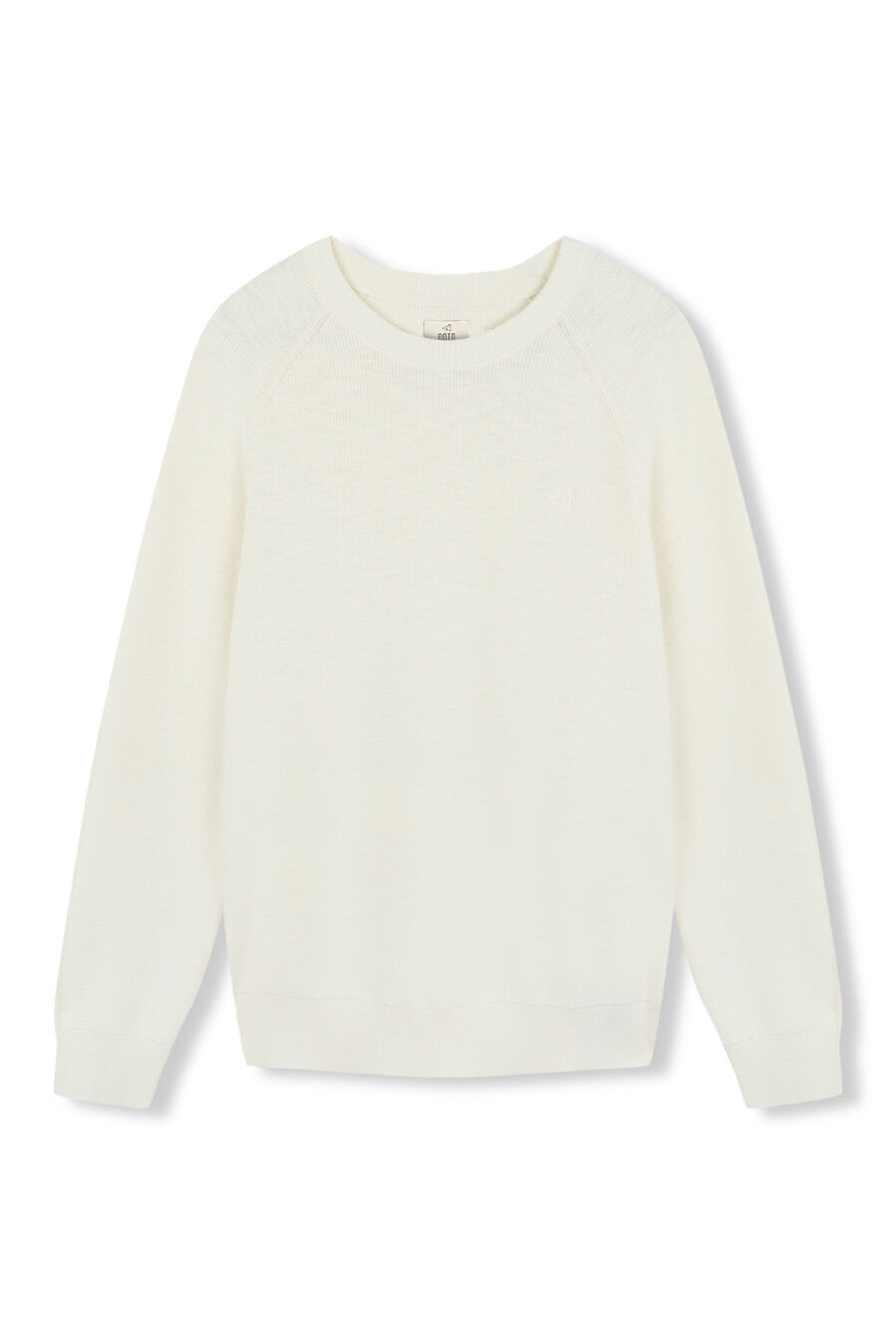 OOTO Su&eacute;ter de gola redonda de algod&atilde;o cru  Branco
