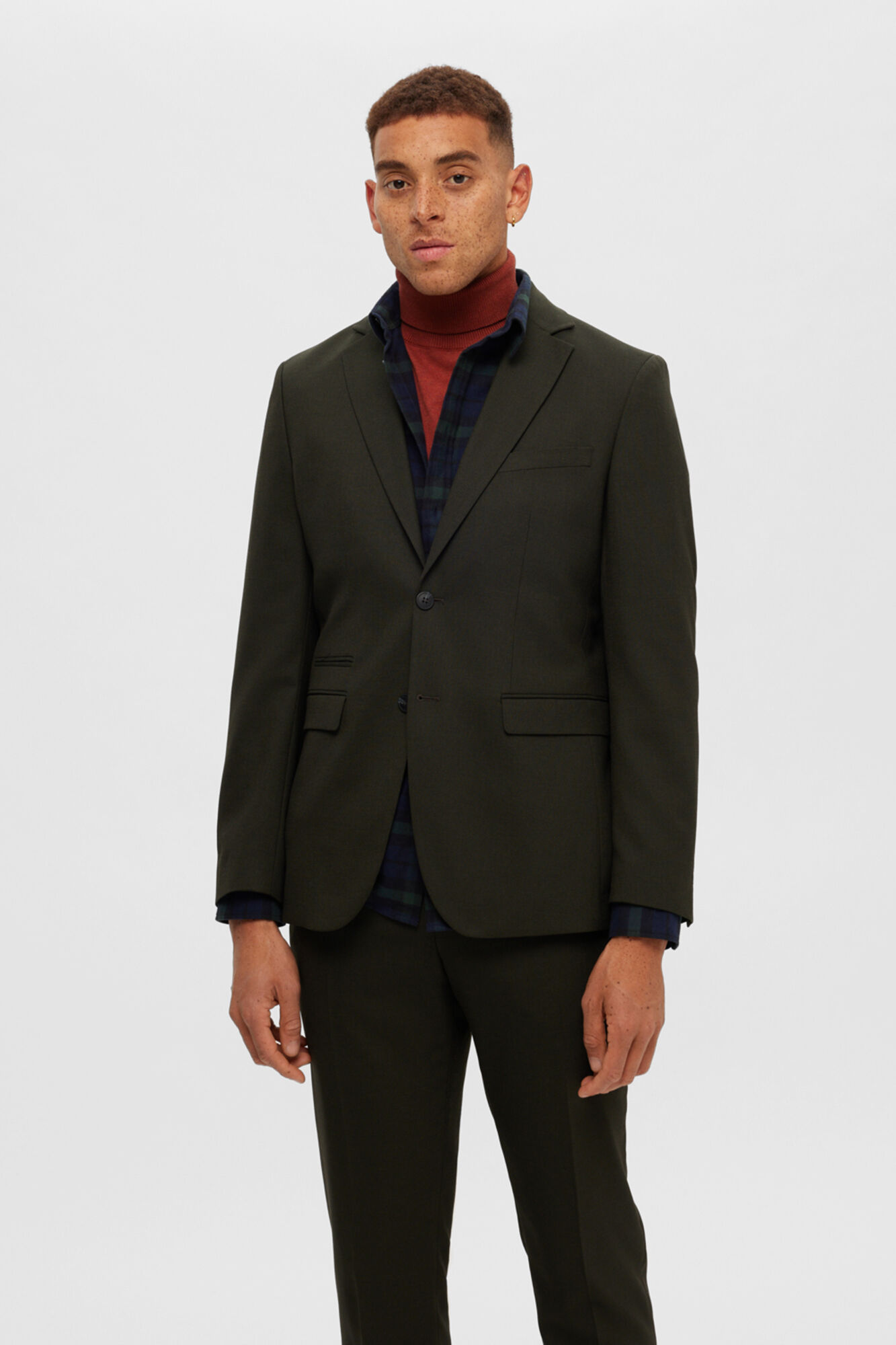 Selected Jersey cuello vuelto 100% algod&oacute;n Rojo