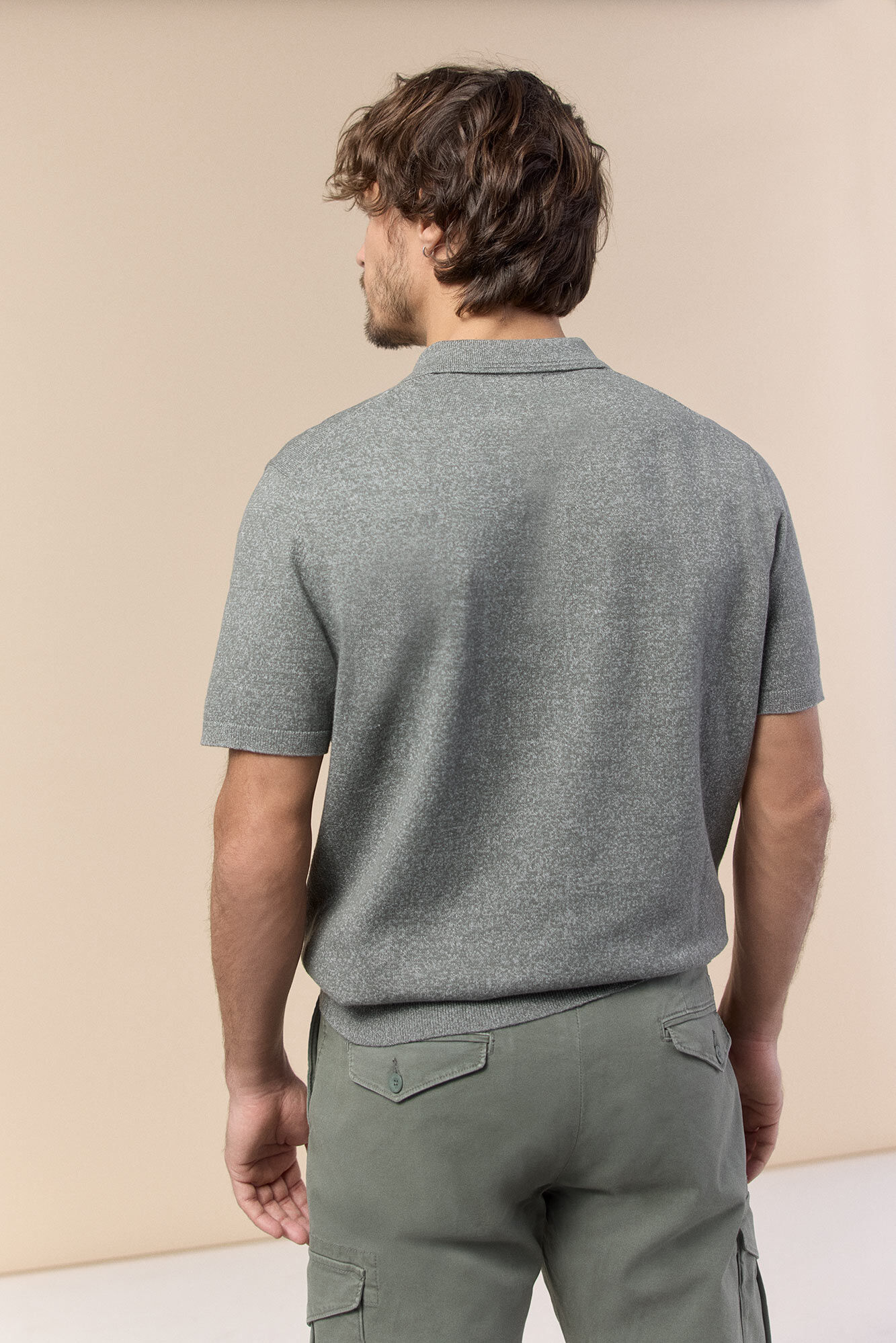 OOTO Twisted short sleeve polo shirt Kaki