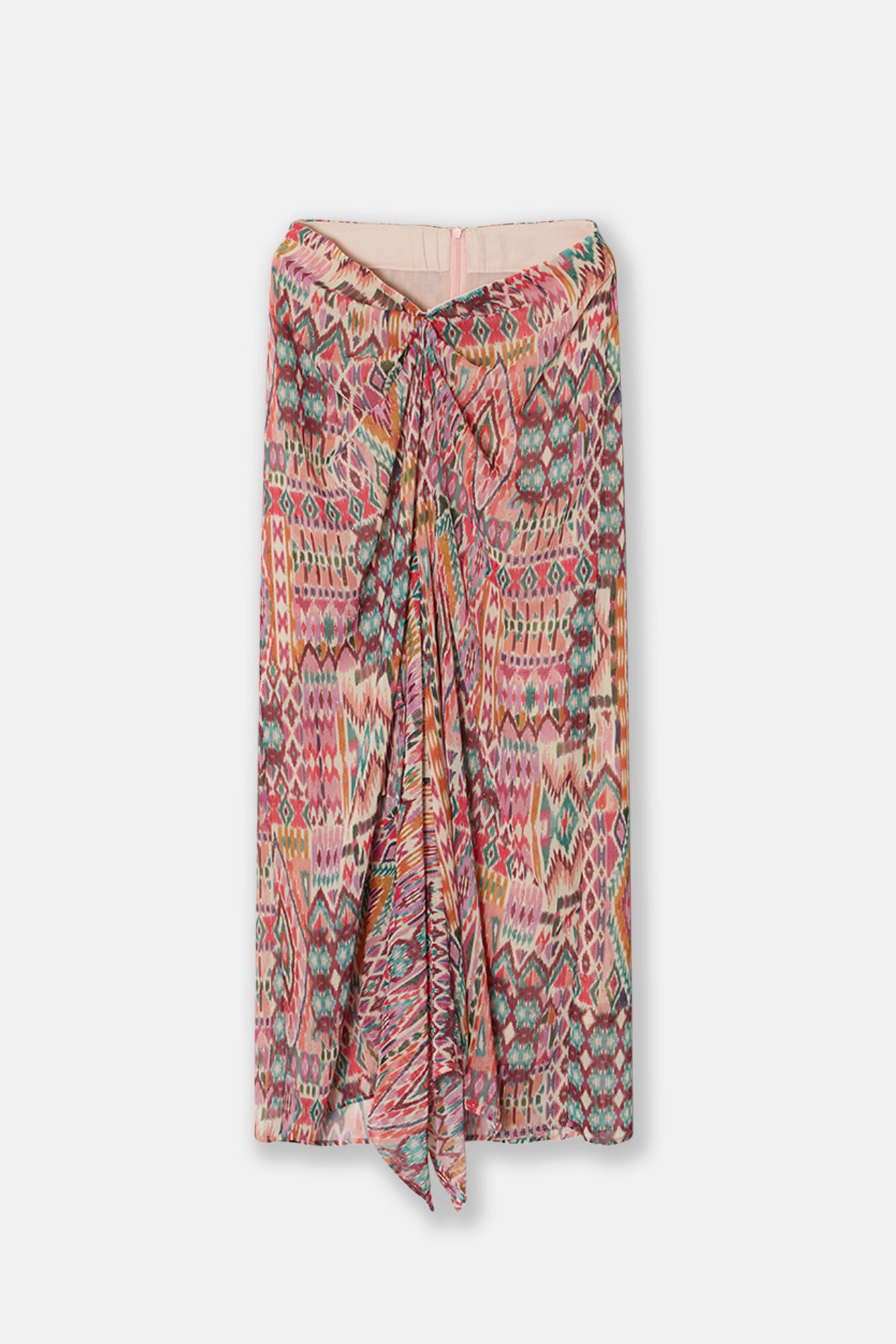 Silbon Ikat-print nude skirt Multicolour