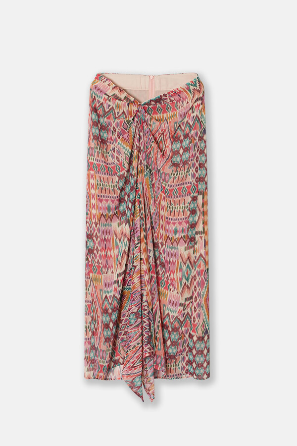 Cortefiel Ikat-print nude skirt Multicolour