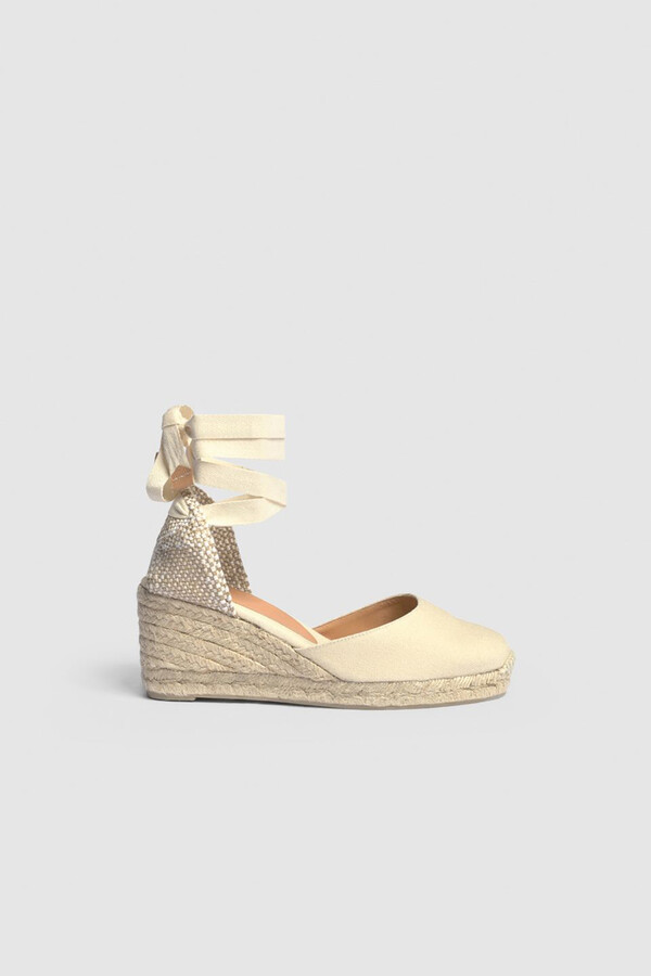 Cortefiel Carina wedge espadrille made in canvas Ivory