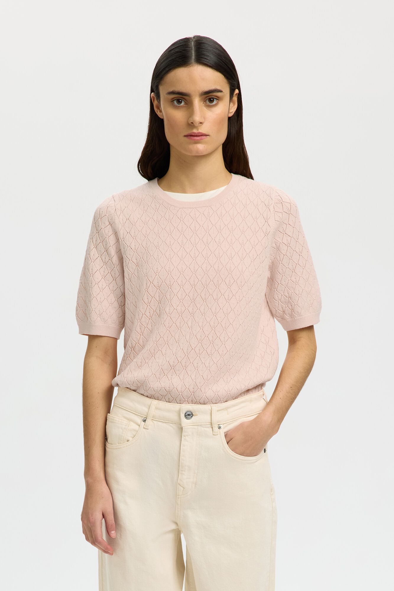 Selected Cardig&atilde; de malha manga com malha curtas