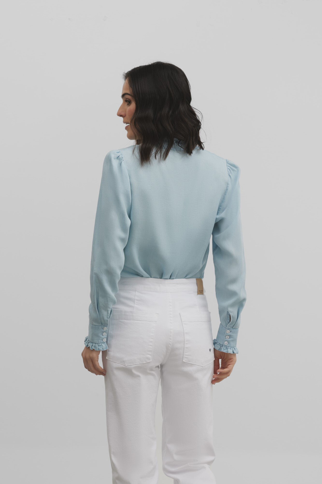 Silbon Camisa woman volantes cuello denim Azul