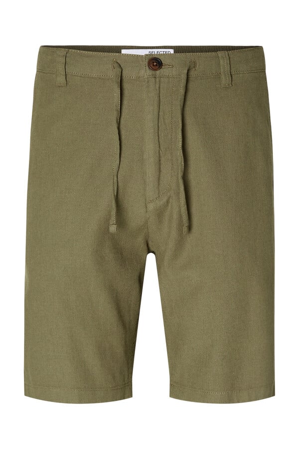 Cortefiel Short chinos made with linen and organic cotton. Green
