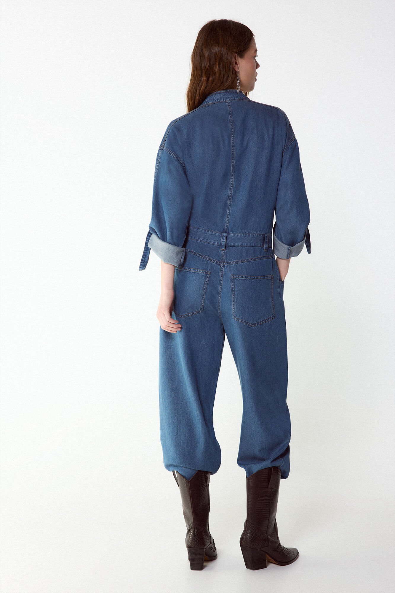 Slowlove Denim cargo jumpsuit Blue