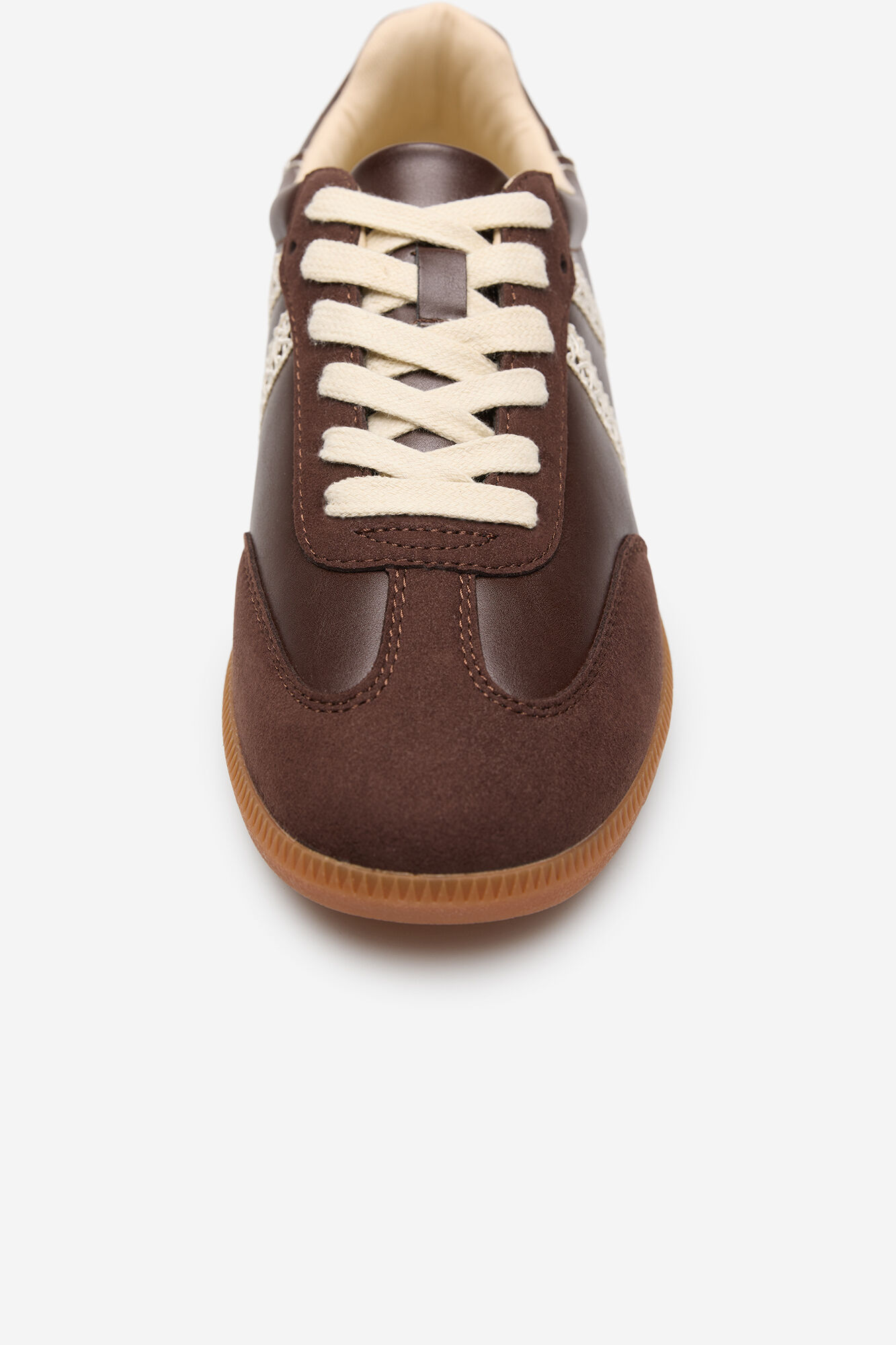 Cortefiel Flat slipper with crochet detail Dark brown