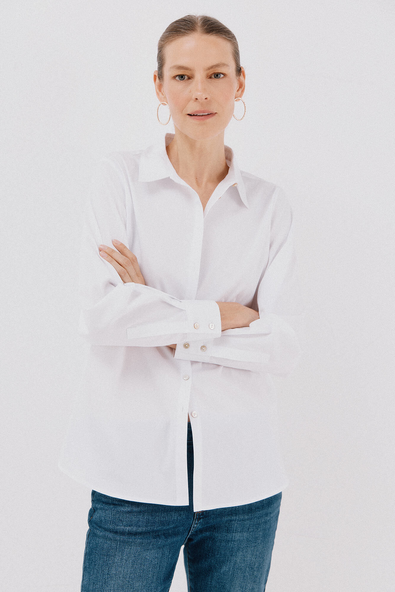 Cortefiel Camisa de popelina Branco